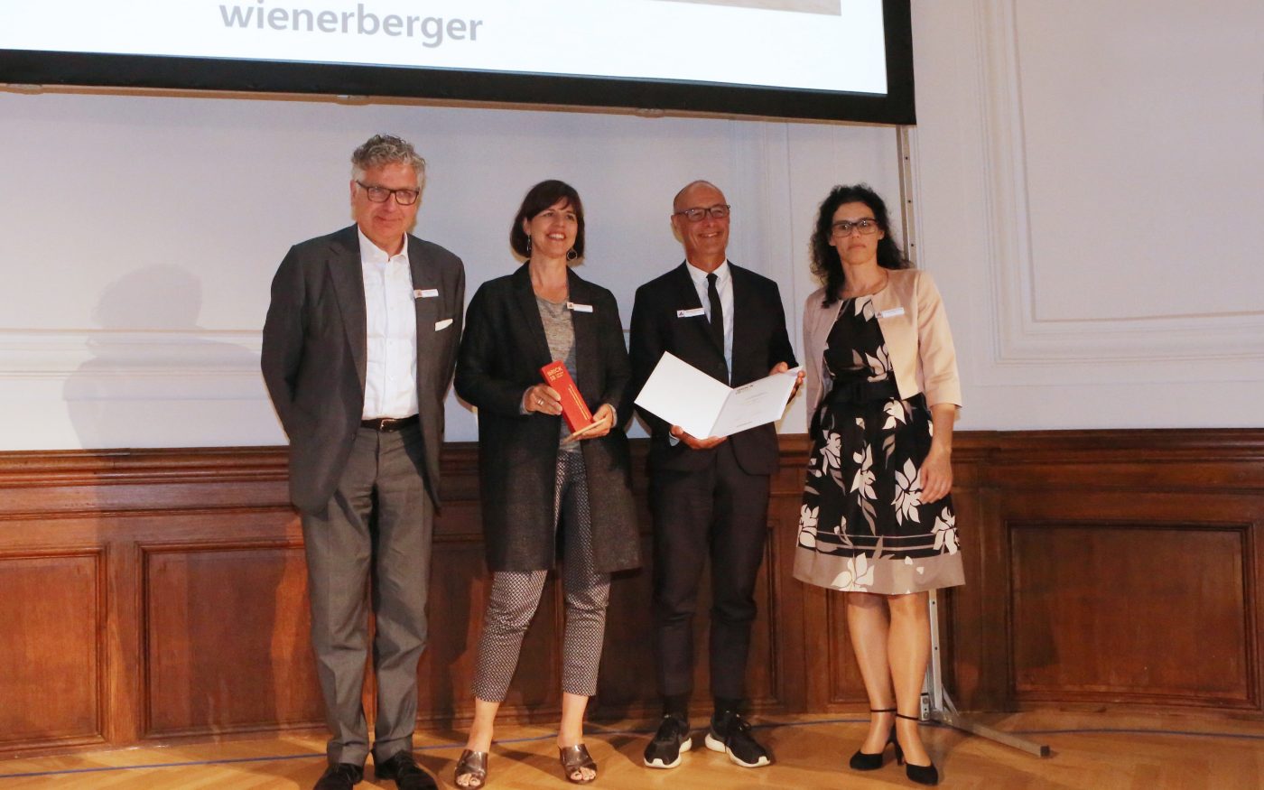 Brick Award Ceremony 2018, Category Winner Building outside the box on stage, Project Värtan Bioenergy CHP Plant; Helena Glantz, Michael Krarup; Photo: Eric Deron