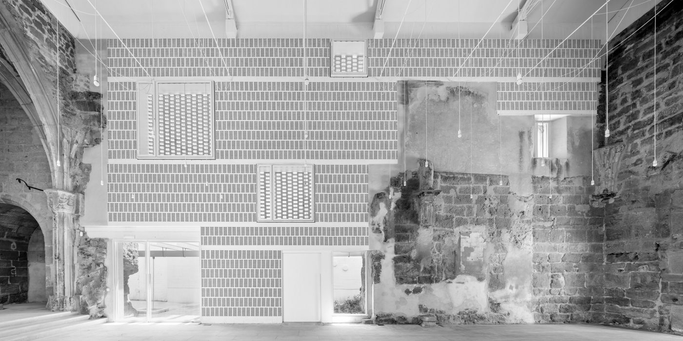 The Old Church of Vilanova de la Barca black and white with facing bricks and roof tiles; Brick Award 2018 Special Prize Winner, Category "Building outside the Box"; Aleaolea Architecture & Landscape; Photo:  Adrià Goula