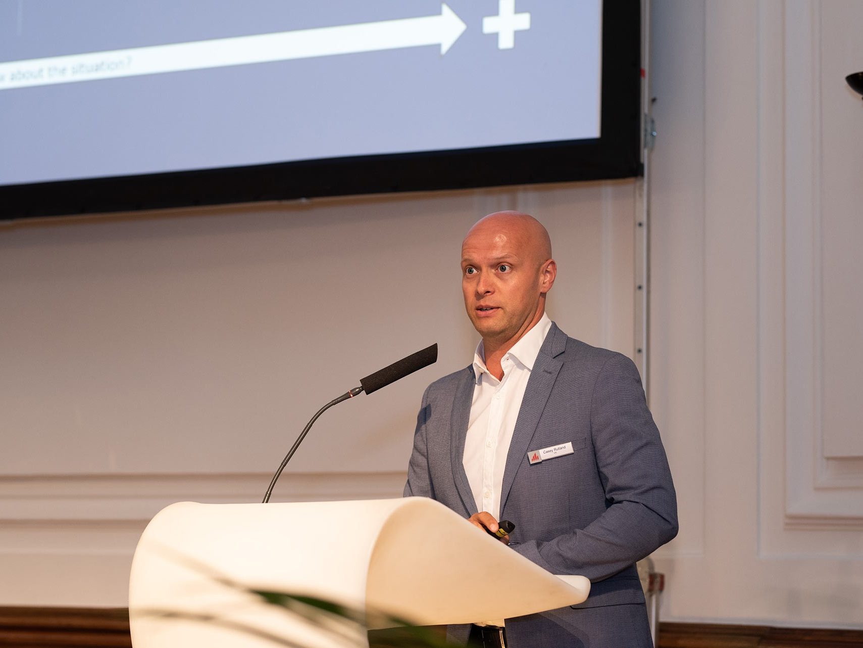 Brick Award 18 Symposium, speaker Casey Rutland on stage 